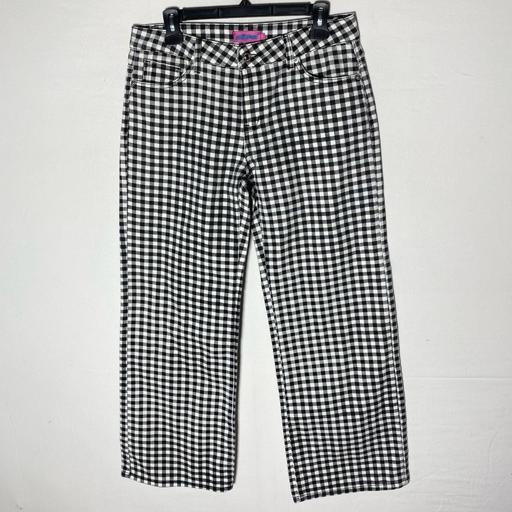 Edikted Black White Gingham Plaid Printed Low Rise Pants M